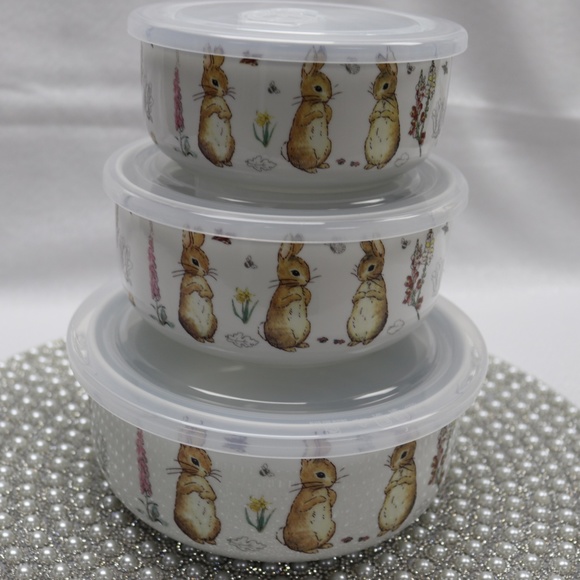 BEATRIX POTTER PETER BUNNY RABBIT STORAGE BOWLS W/LID VENT DIAL - NEW - 6PC SET - Picture 4 of 11